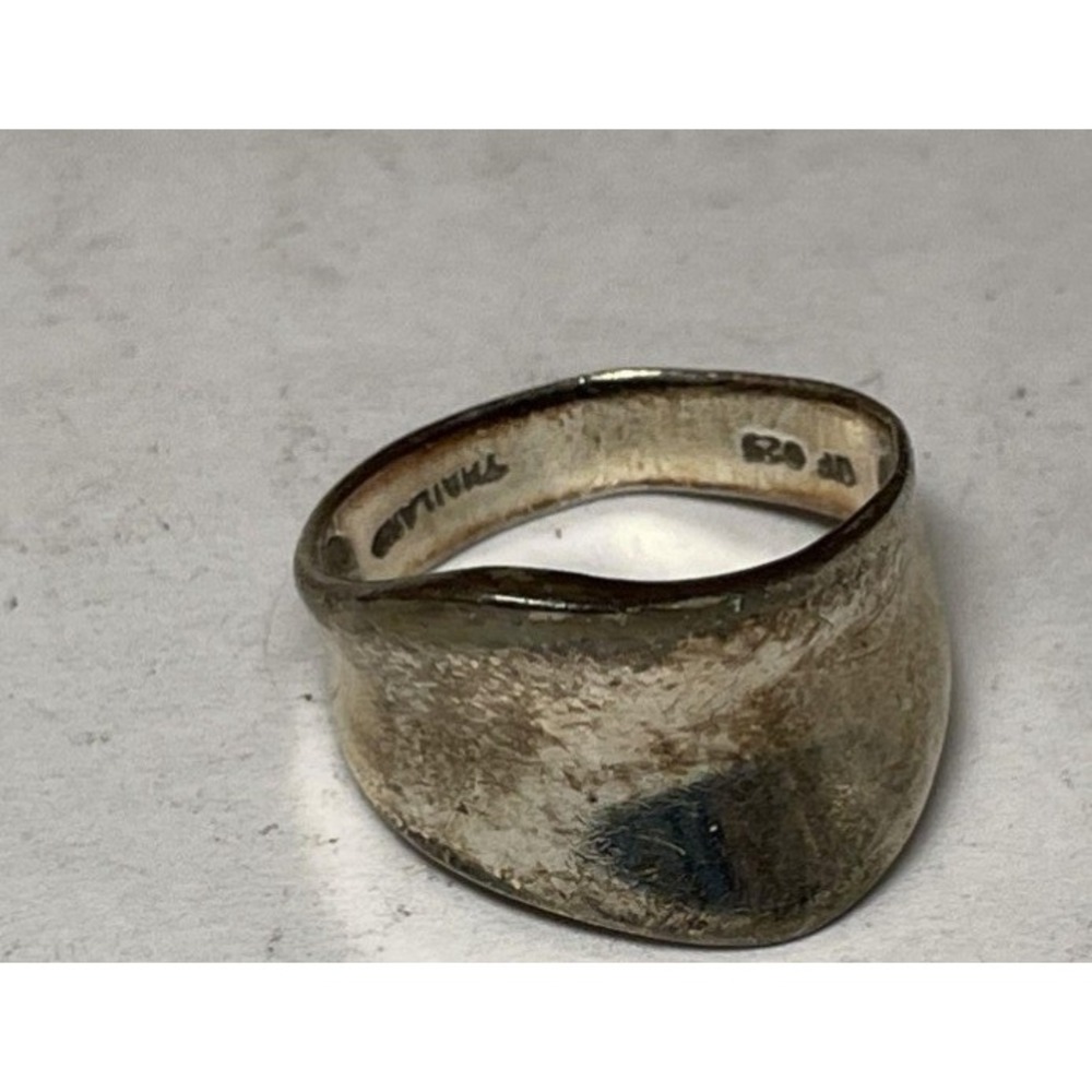 Vintage 925 Sterling Silver Wavy Cigar Band Ring Organic Sculptural Size 7.5